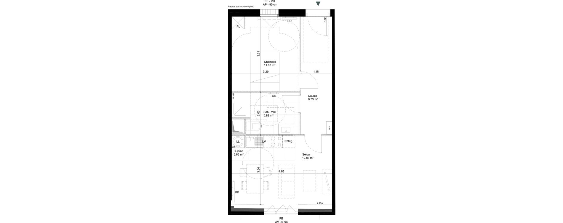 Appartement T2 de 42,63 m2 &agrave; Cherbourg-Octeville Cherbourg