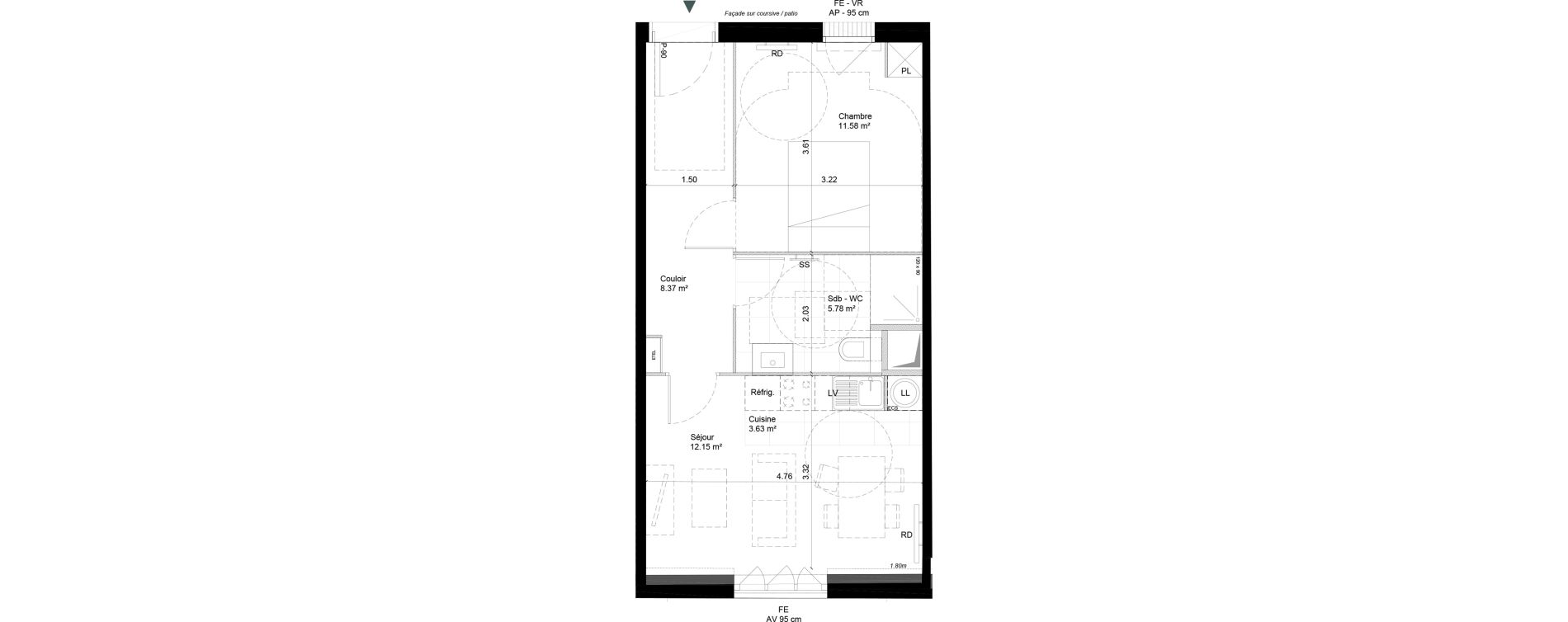 Appartement T2 de 41,51 m2 &agrave; Cherbourg-Octeville Cherbourg