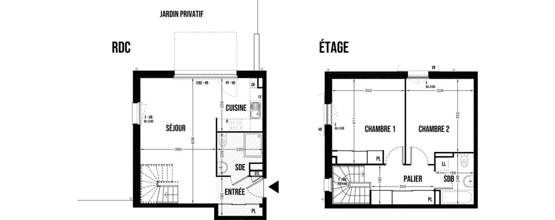 Duplex T3 de 71,59 m2 &agrave; Cherbourg-Octeville T&ocirc;t sud margannes