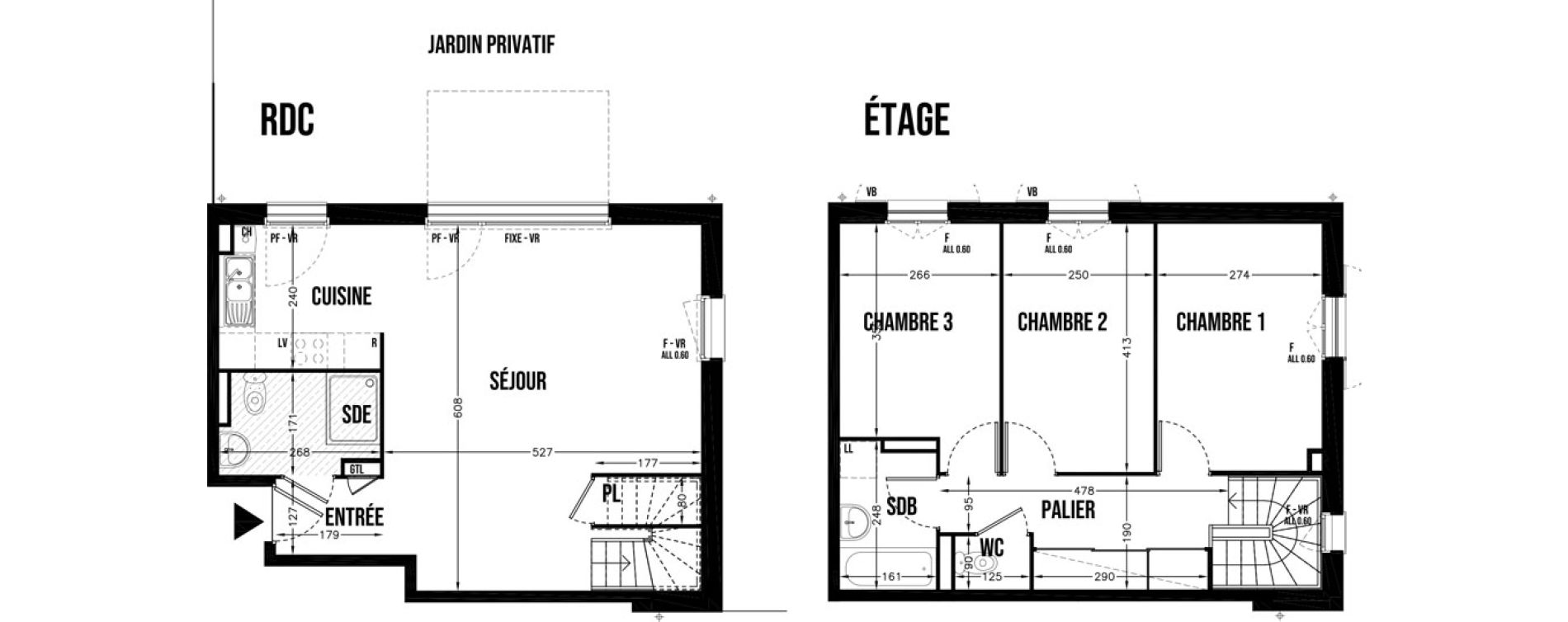 Duplex T3 de 86,02 m2 &agrave; Cherbourg-Octeville T&ocirc;t sud margannes