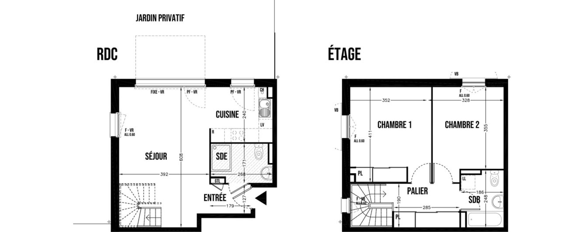 Duplex T3 de 70,27 m2 &agrave; Cherbourg-Octeville T&ocirc;t sud margannes
