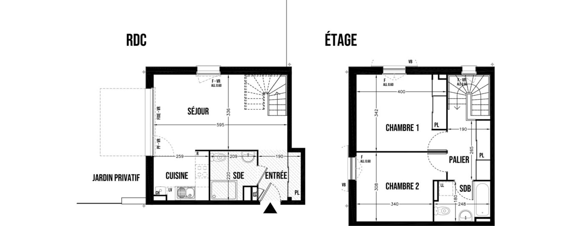 Duplex T3 de 69,25 m2 &agrave; Cherbourg-Octeville T&ocirc;t sud margannes