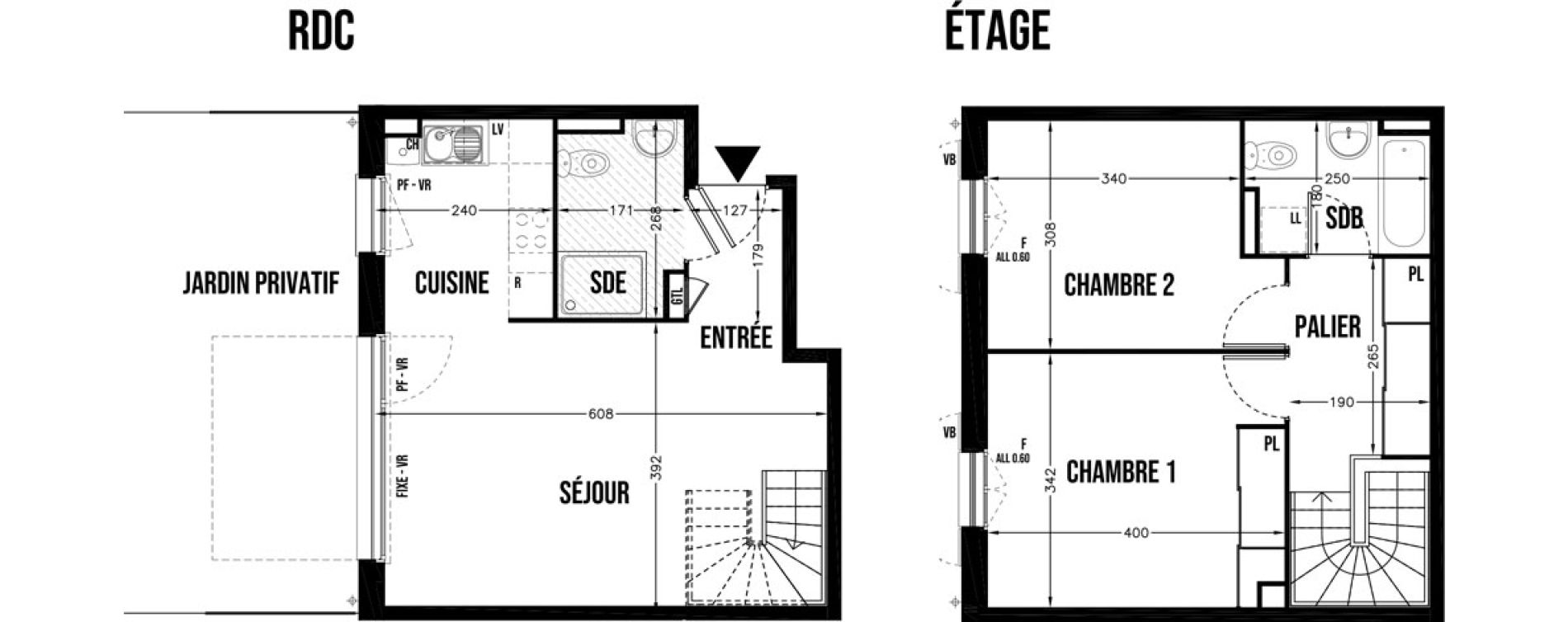 Duplex T3 de 67,26 m2 &agrave; Cherbourg-Octeville T&ocirc;t sud margannes