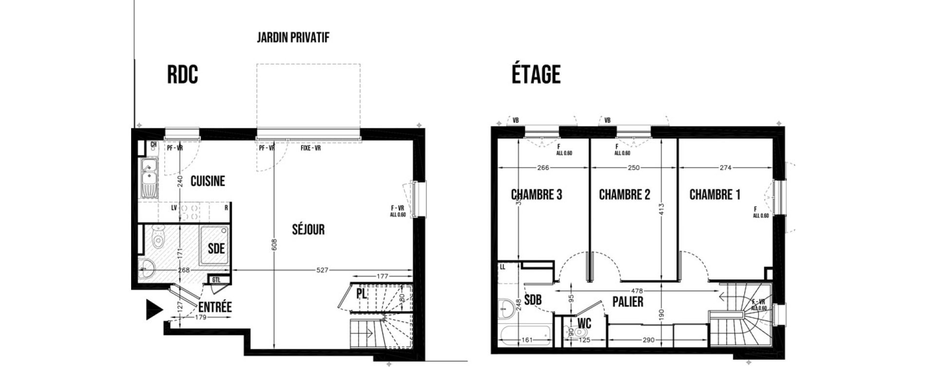 Duplex T4 de 86,02 m2 &agrave; Cherbourg-Octeville T&ocirc;t sud margannes