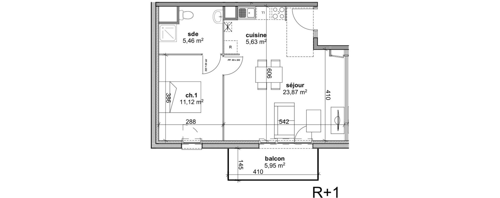 Appartement T2 de 46,08 m2 &agrave; Cherbourg-Octeville Grismesnil monturbet