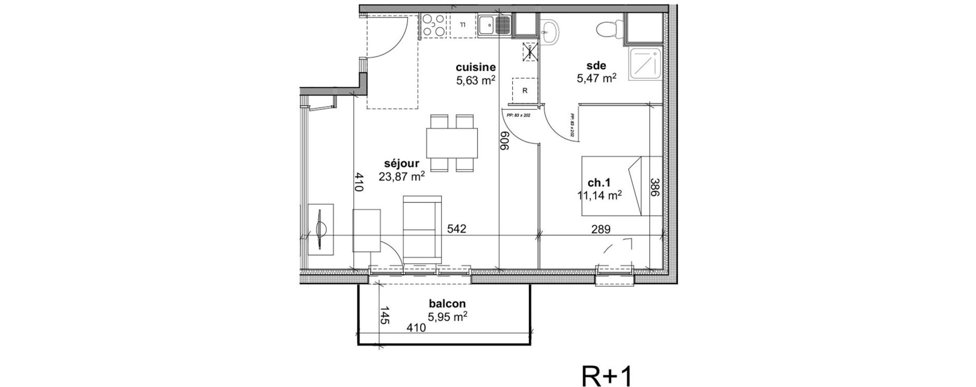 Appartement T2 de 46,11 m2 &agrave; Cherbourg-Octeville Grismesnil monturbet