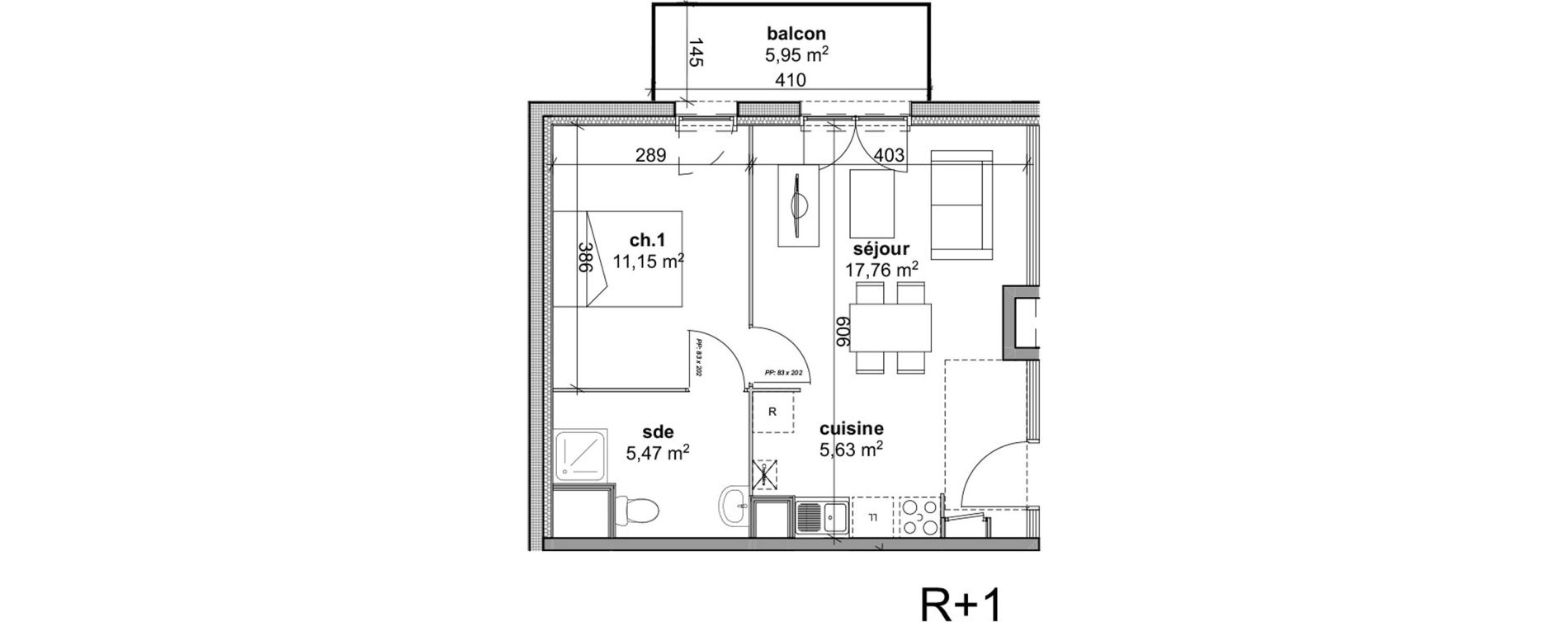 Appartement T2 de 40,01 m2 &agrave; Cherbourg-Octeville Grismesnil monturbet