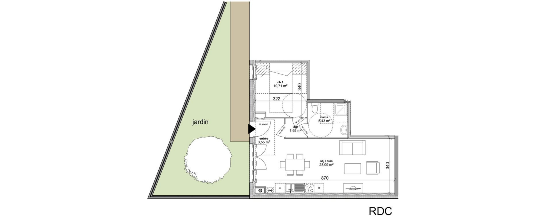 Appartement T2 de 49,43 m2 &agrave; Cherbourg-Octeville Grismesnil monturbet