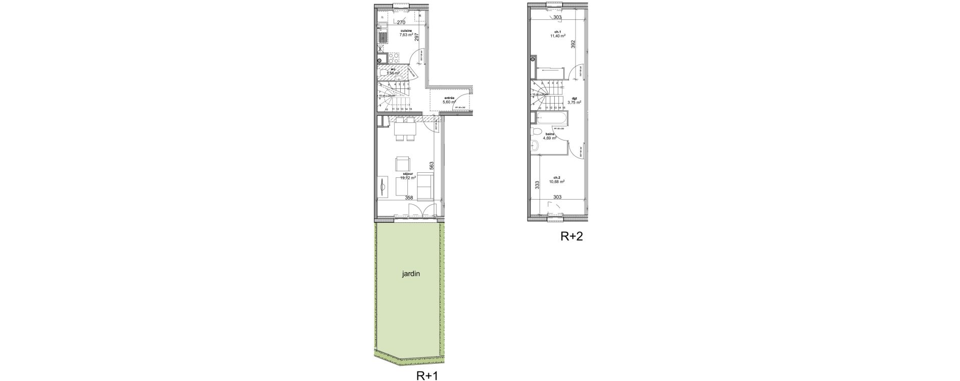 Duplex T3 de 65,03 m2 &agrave; Cherbourg-Octeville Grismesnil monturbet