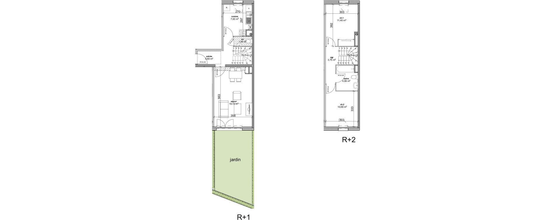 Duplex T3 de 65,03 m2 &agrave; Cherbourg-Octeville Grismesnil monturbet