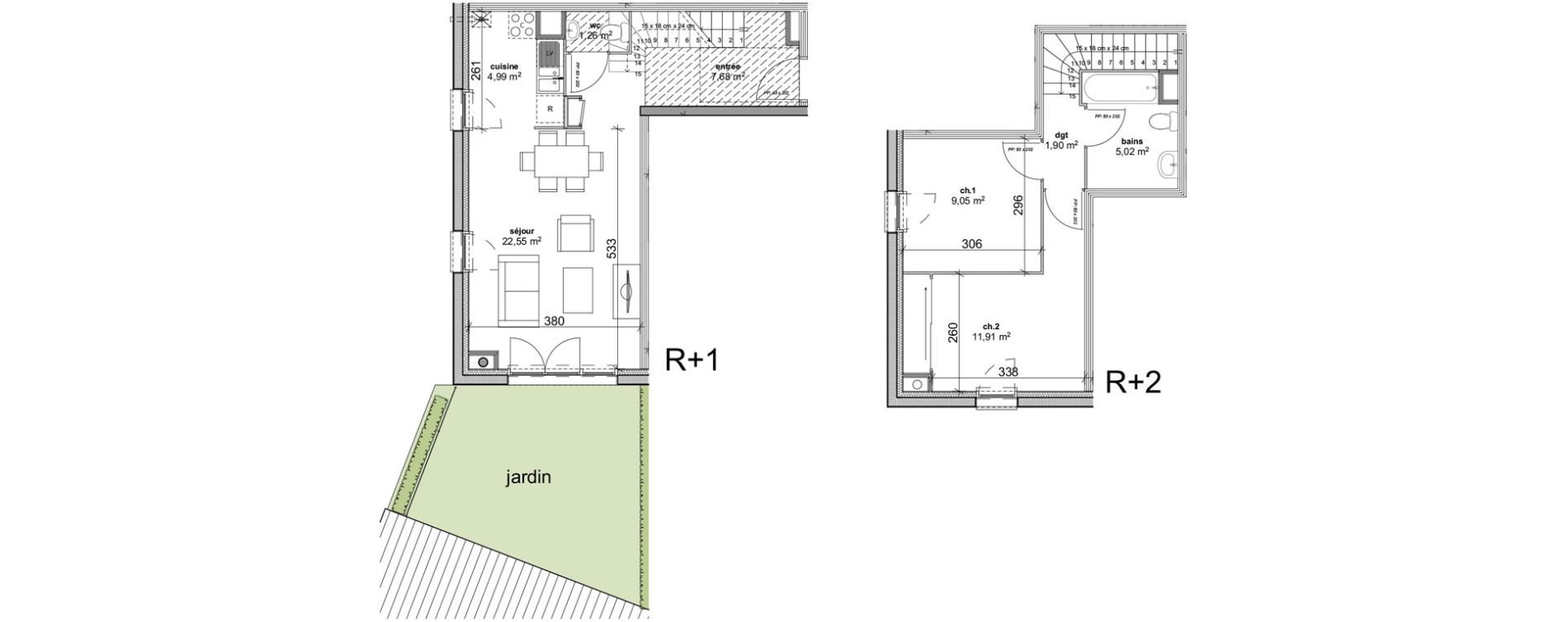 Duplex T3 de 64,36 m2 &agrave; Cherbourg-Octeville Grismesnil monturbet