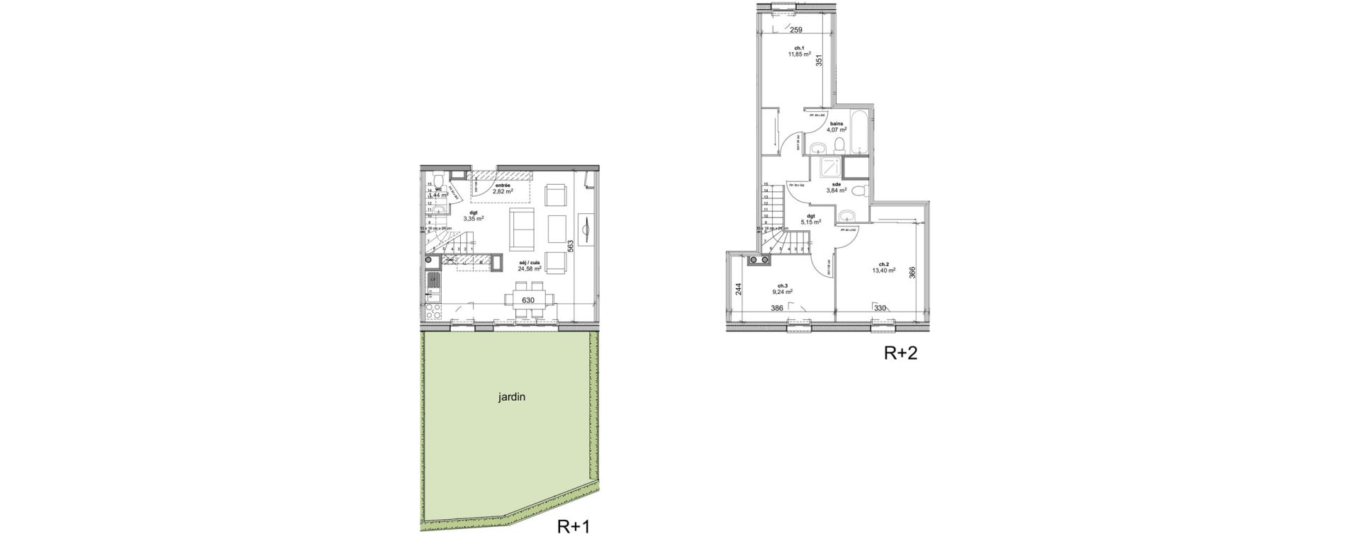 Duplex T4 de 79,74 m2 &agrave; Cherbourg-Octeville Grismesnil monturbet