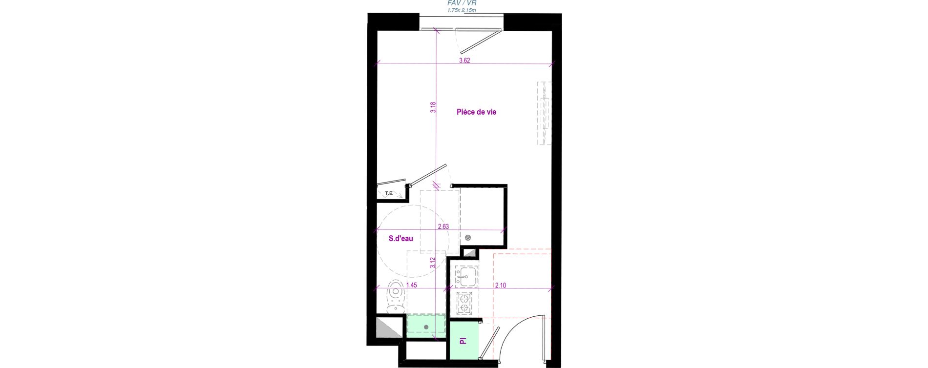Appartement T1 de 22,81 m2 &agrave; Cherbourg-Octeville Val de saire - h&ocirc;pital