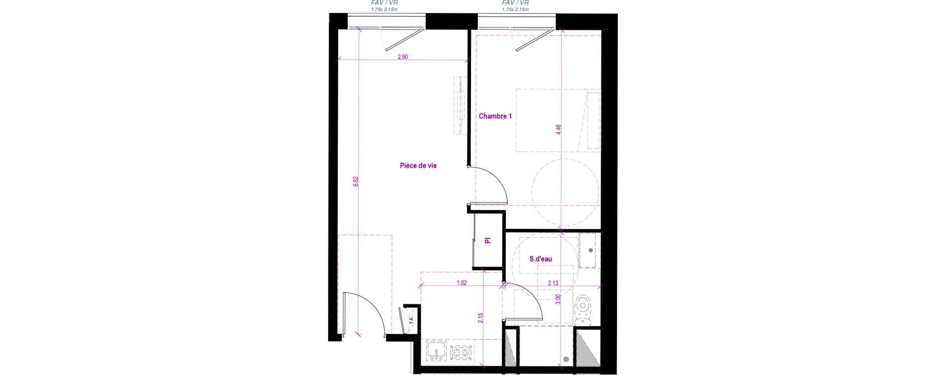 Appartement T2 de 41,07 m2 &agrave; Cherbourg-Octeville Val de saire - h&ocirc;pital