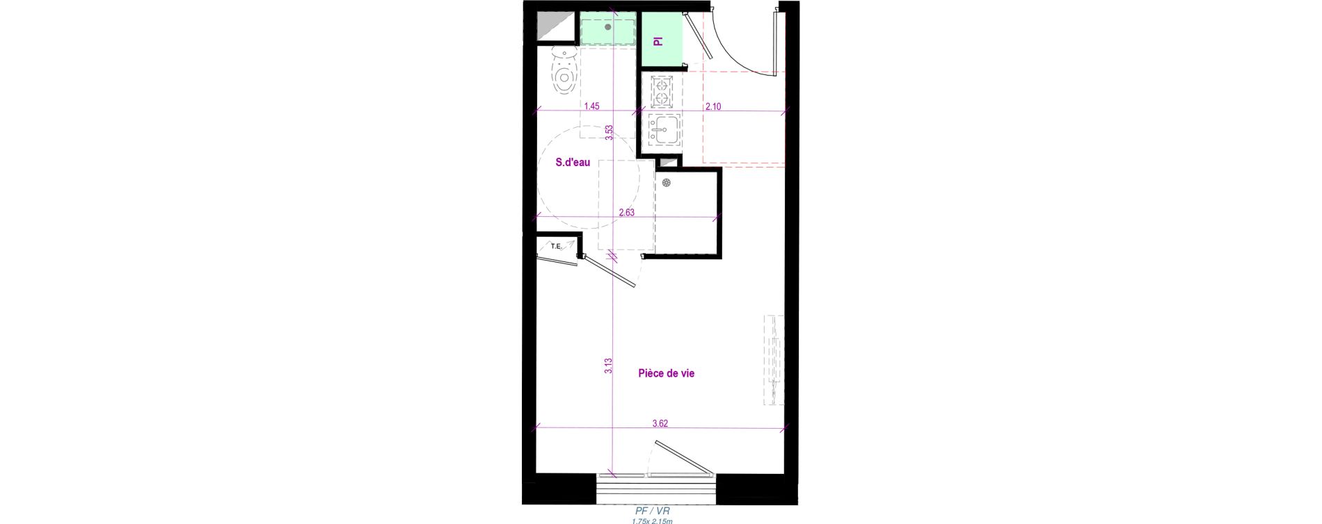 Appartement T1 de 23,16 m2 &agrave; Cherbourg-Octeville Val de saire - h&ocirc;pital