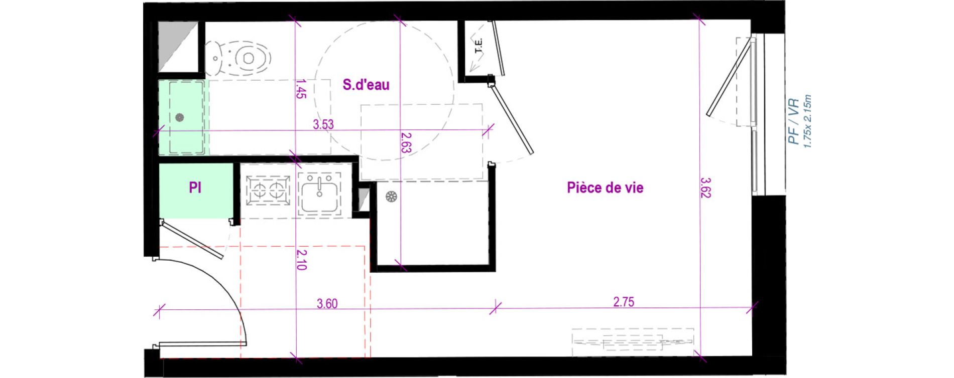 Appartement T1 de 21,78 m2 &agrave; Cherbourg-Octeville Val de saire - h&ocirc;pital