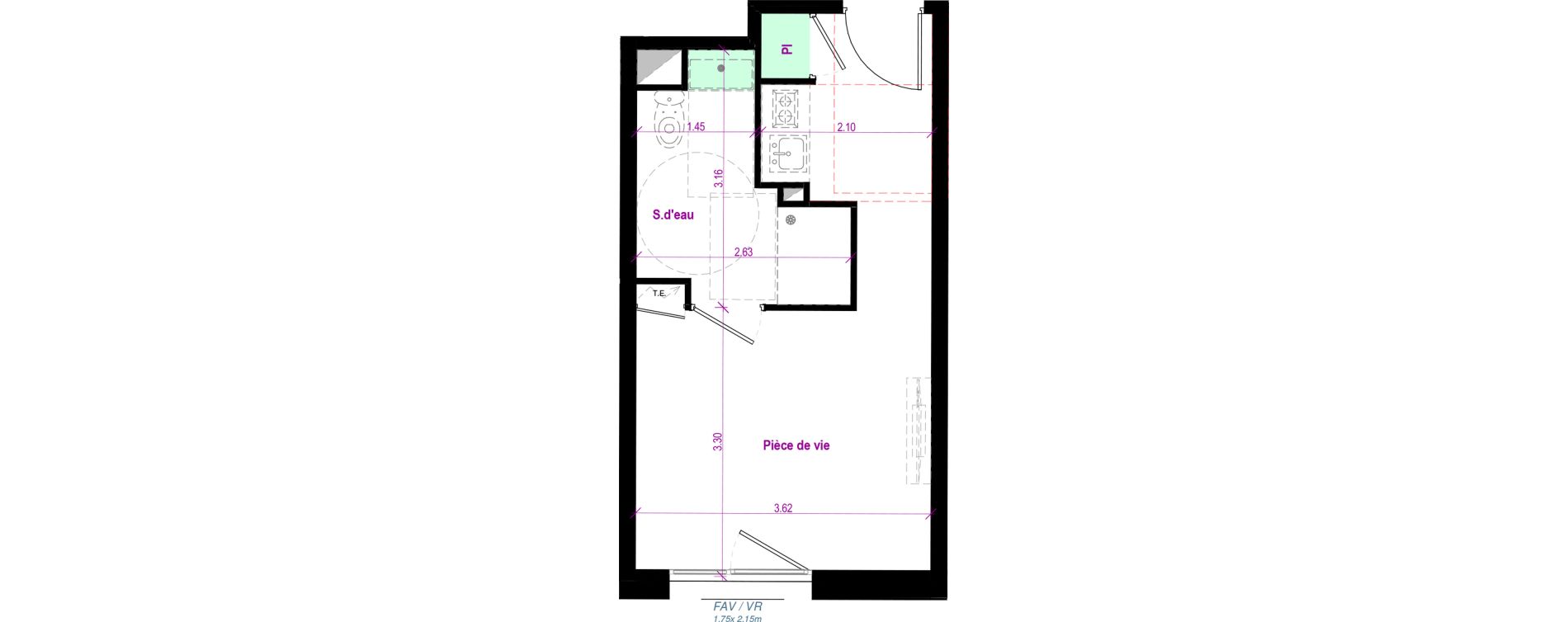 Appartement T1 de 22,81 m2 &agrave; Cherbourg-Octeville Val de saire - h&ocirc;pital