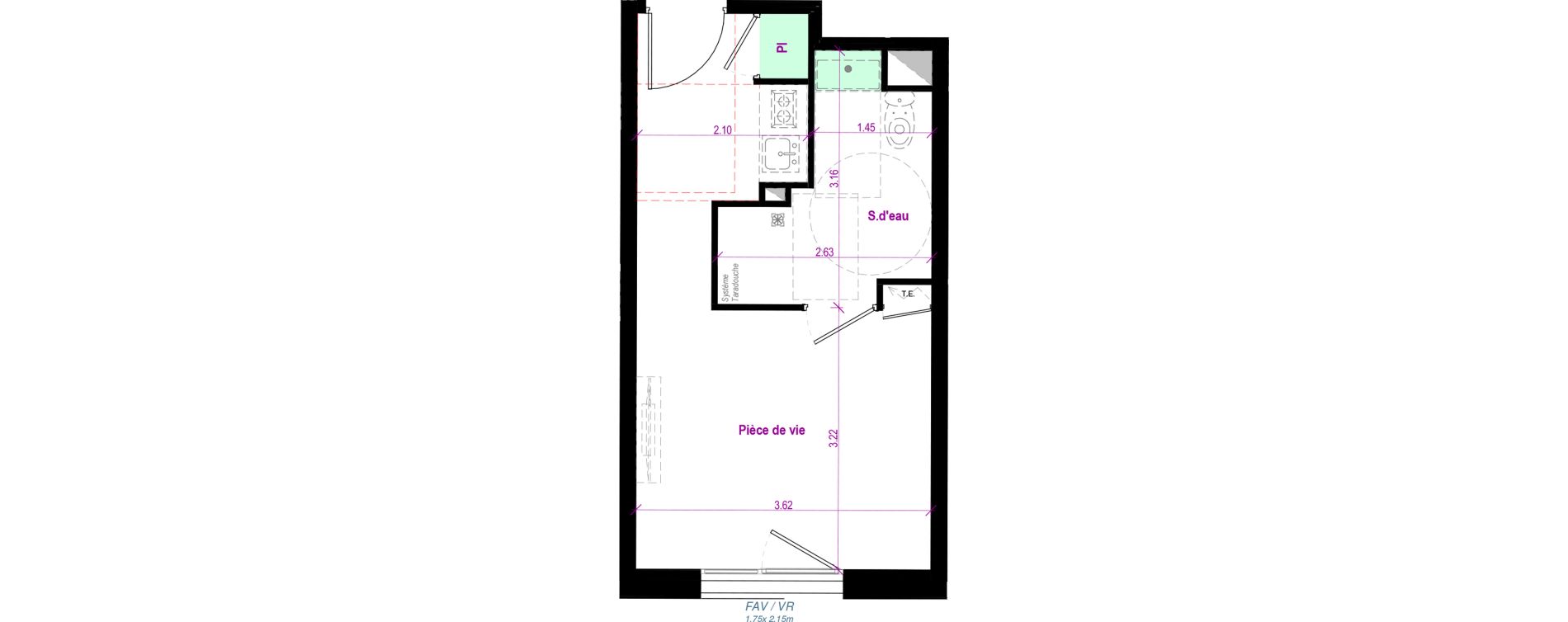 Appartement T1 de 22,81 m2 &agrave; Cherbourg-Octeville Val de saire - h&ocirc;pital