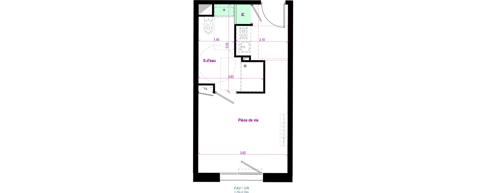 Appartement T1 de 23,48 m2 &agrave; Cherbourg-Octeville Val de saire - h&ocirc;pital