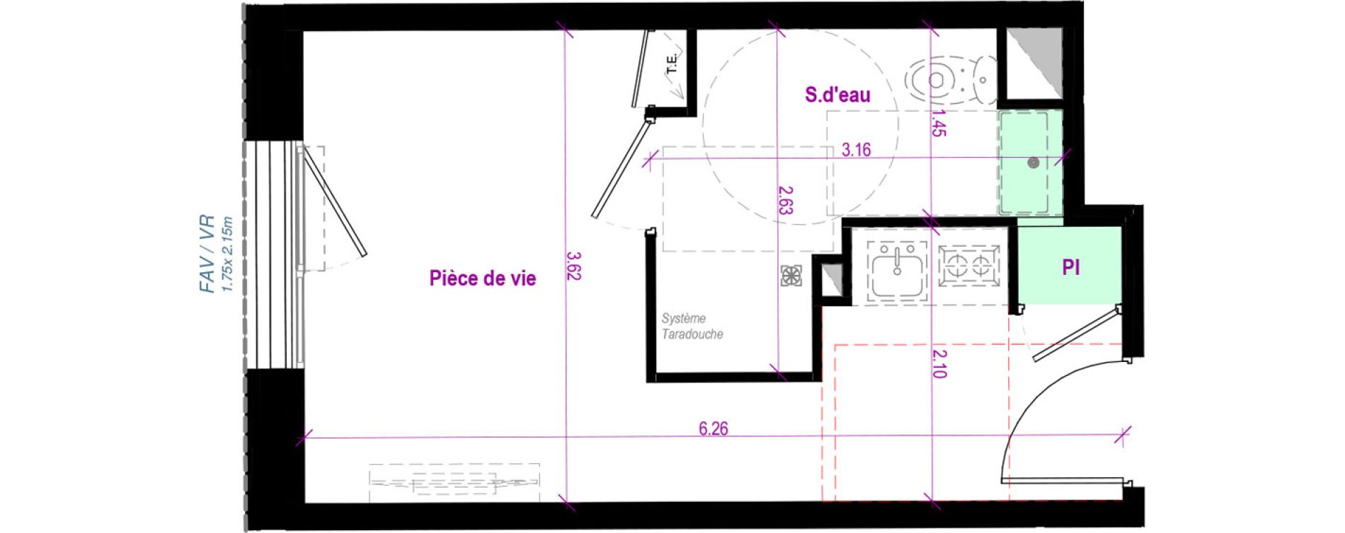 Appartement T1 de 20,79 m2 &agrave; Cherbourg-Octeville Val de saire - h&ocirc;pital