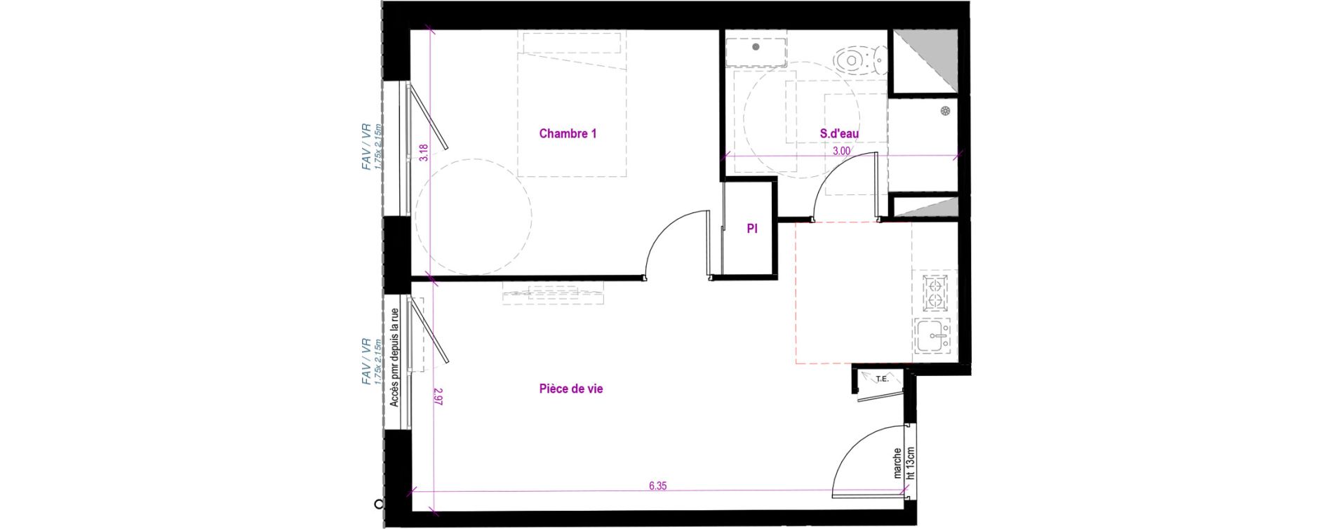 Appartement T2 de 40,26 m2 &agrave; Cherbourg-Octeville Val de saire - h&ocirc;pital