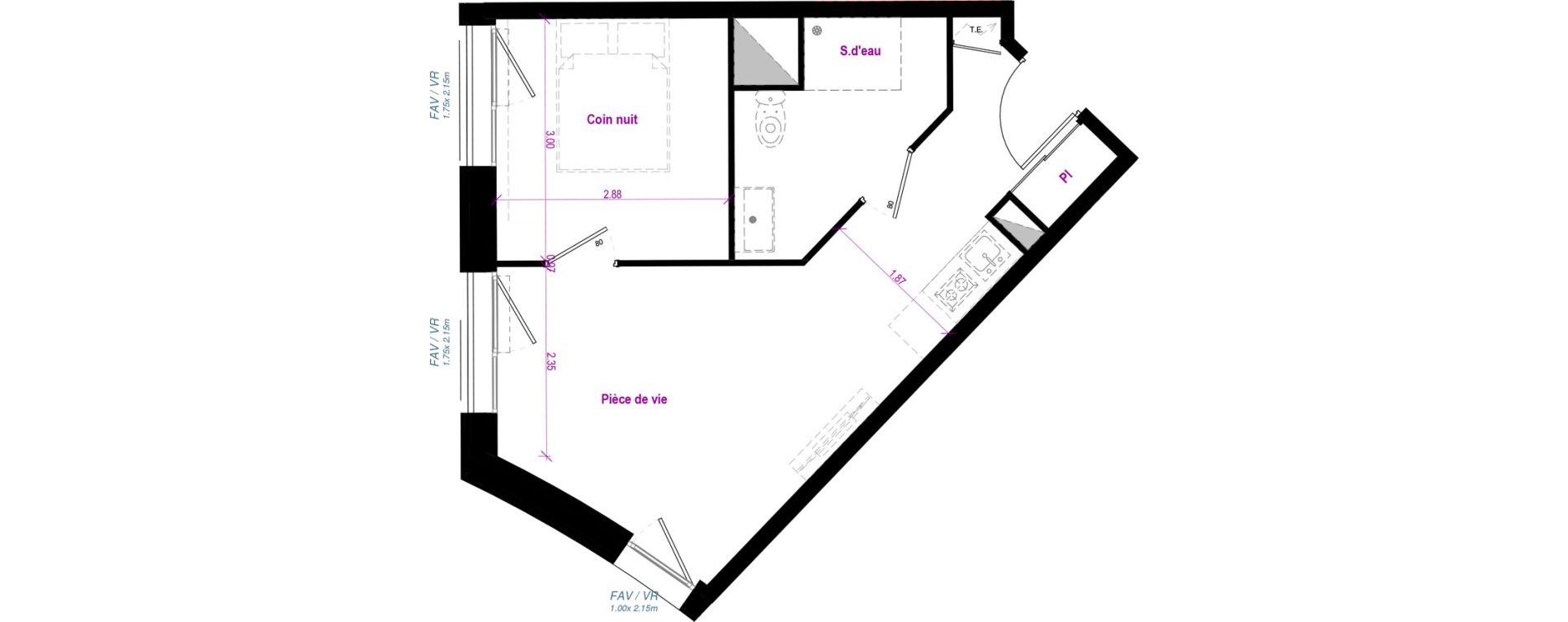 Appartement T2 de 34,75 m2 &agrave; Cherbourg-Octeville Val de saire - h&ocirc;pital