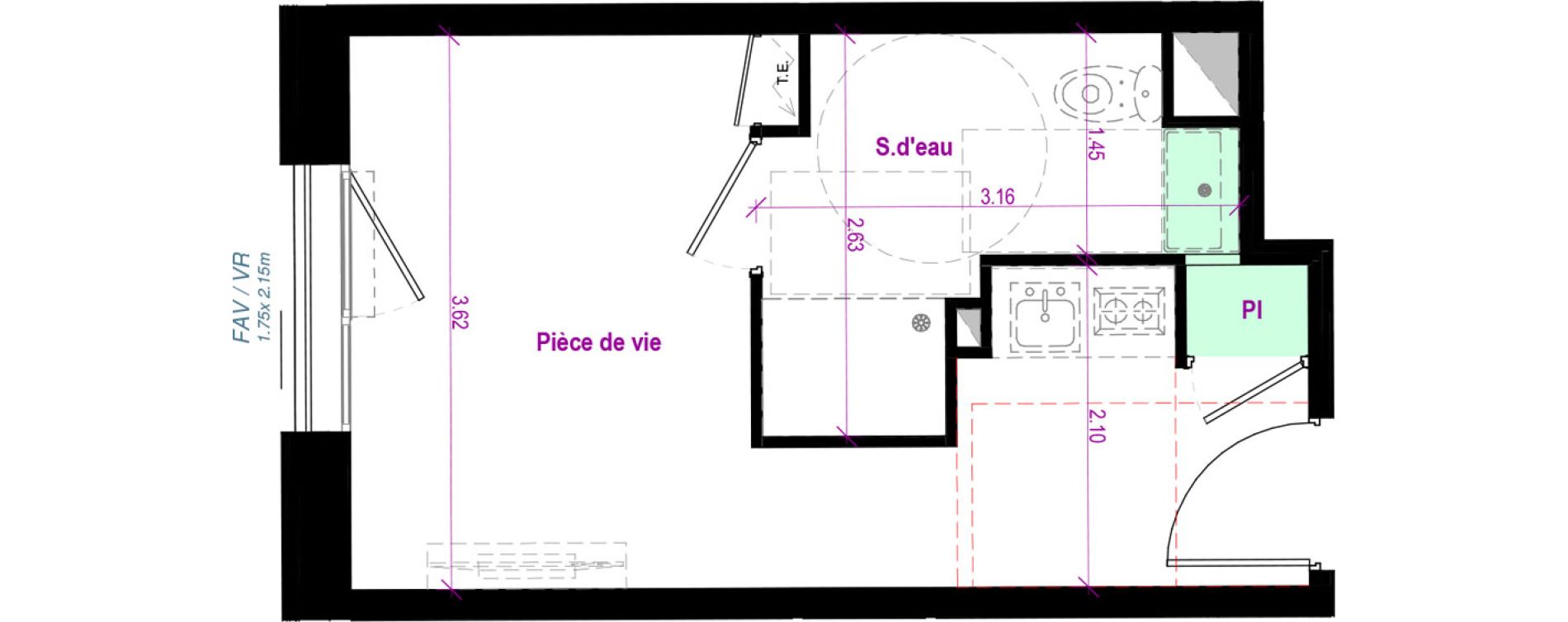 Appartement T1 de 20,79 m2 &agrave; Cherbourg-Octeville Val de saire - h&ocirc;pital