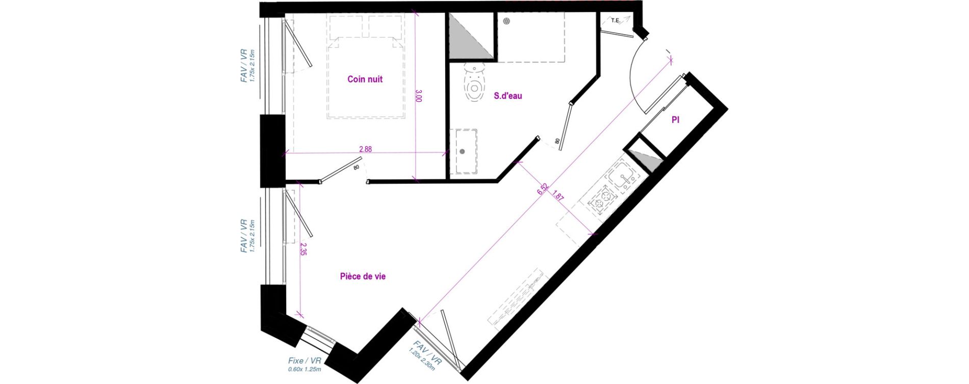 Appartement T2 de 33,17 m2 &agrave; Cherbourg-Octeville Val de saire - h&ocirc;pital