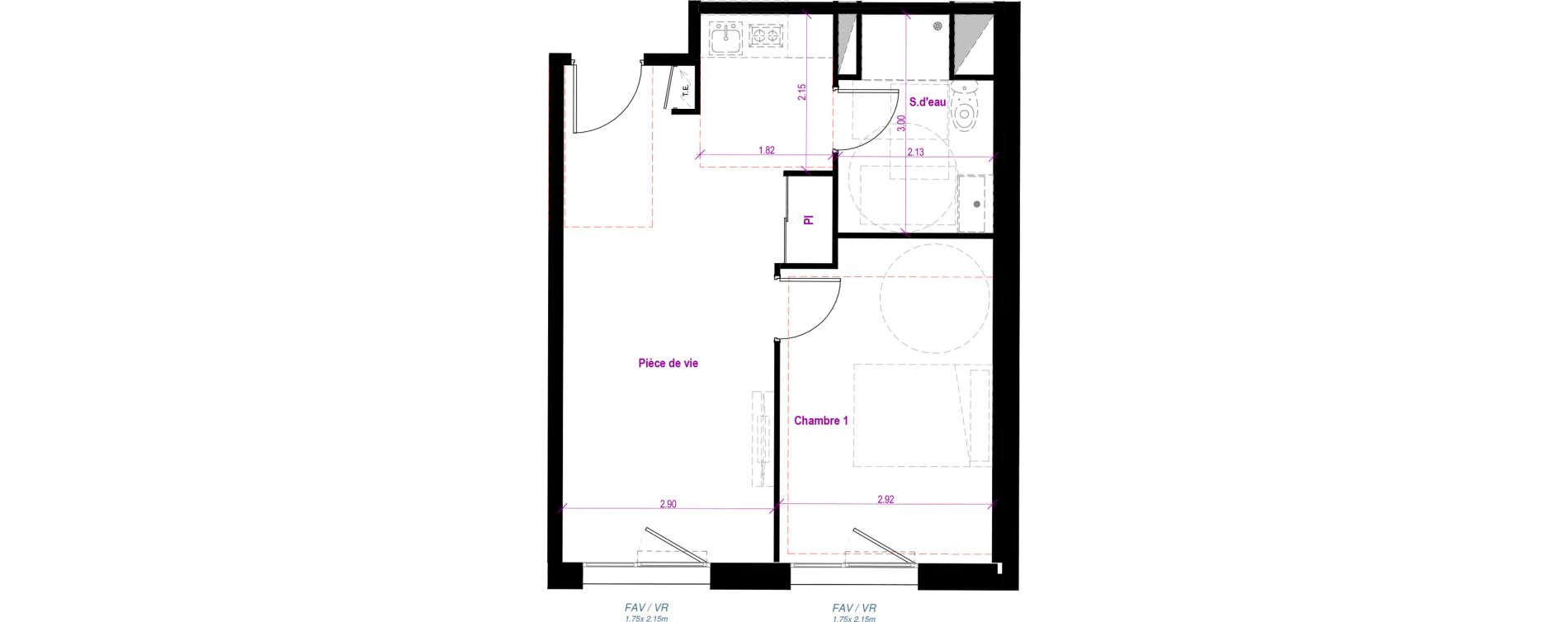 Appartement T2 de 41,07 m2 &agrave; Cherbourg-Octeville Val de saire - h&ocirc;pital