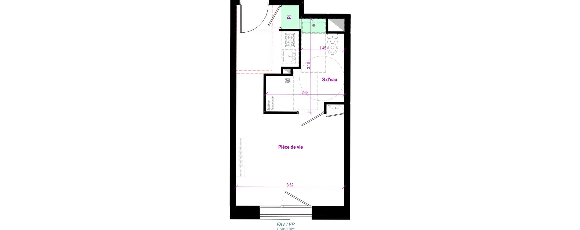 Appartement T1 de 22,49 m2 &agrave; Cherbourg-Octeville Val de saire - h&ocirc;pital