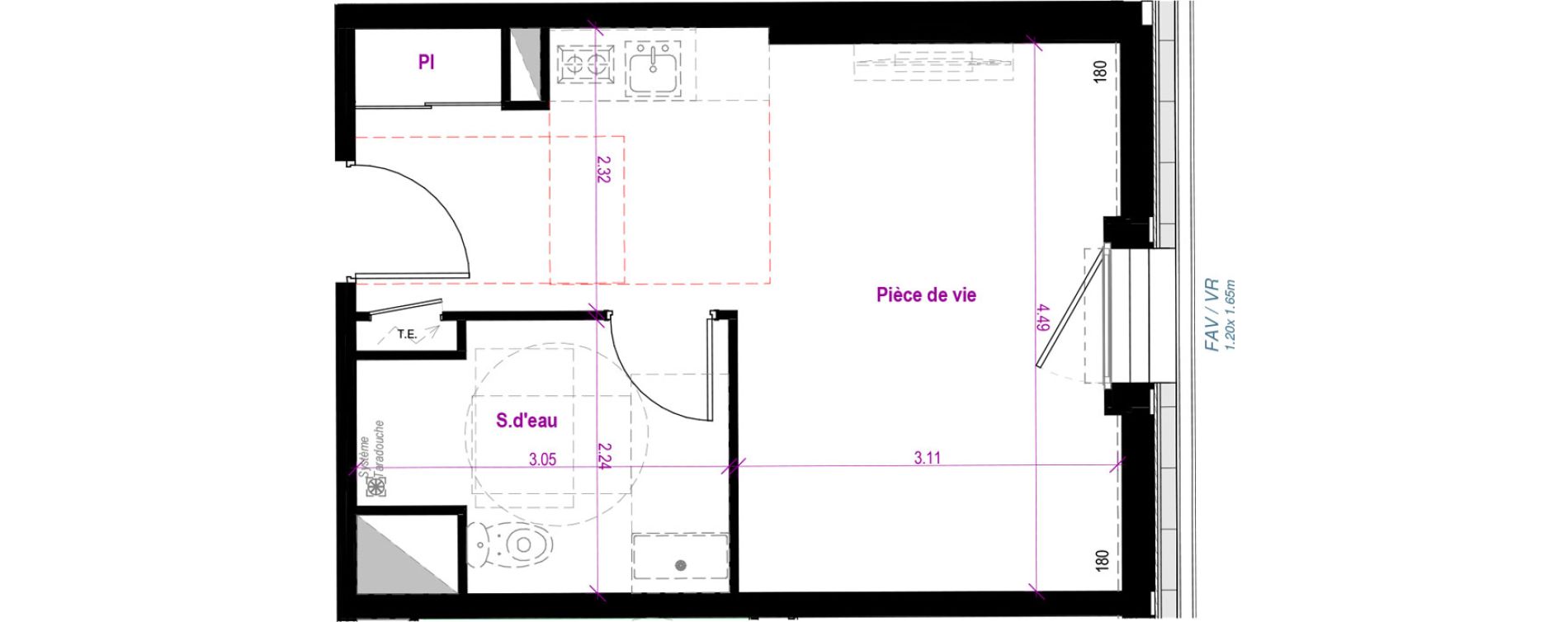 Appartement T1 de 26,63 m2 &agrave; Cherbourg-Octeville Val de saire - h&ocirc;pital