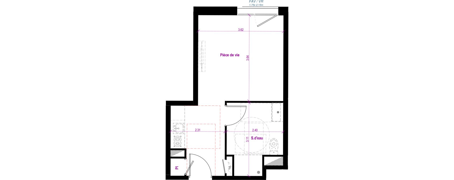 Appartement T1 de 26,33 m2 &agrave; Cherbourg-Octeville Val de saire - h&ocirc;pital