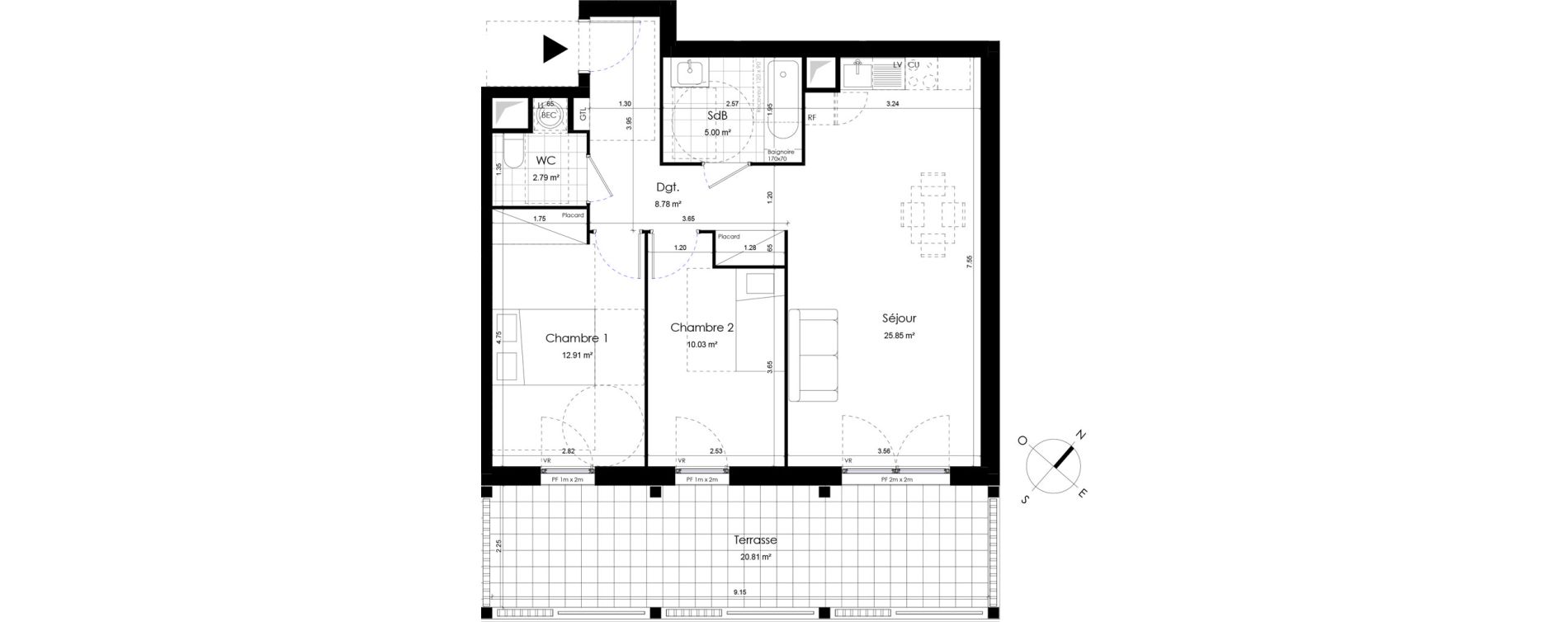 Appartement T3 de 65,36 m2 &agrave; Donville-Les-Bains Centre