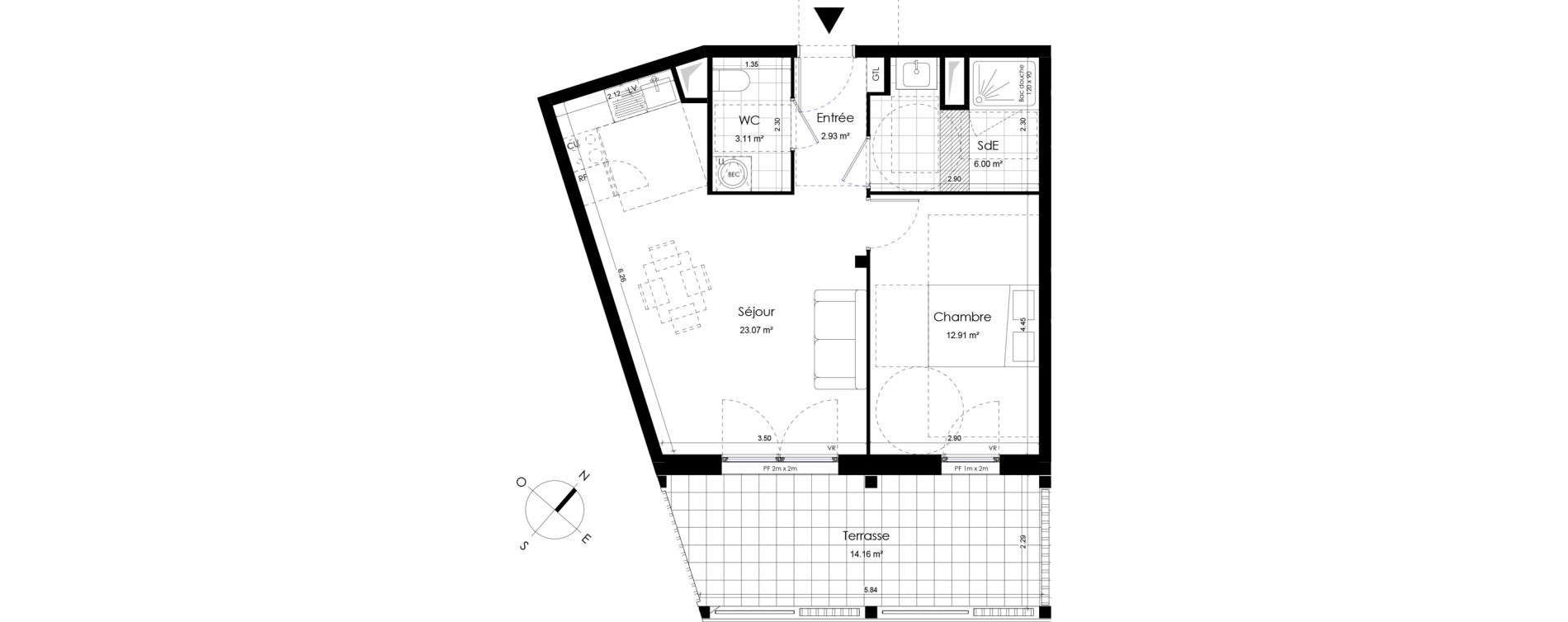 Appartement T2 de 48,02 m2 &agrave; Donville-Les-Bains Centre