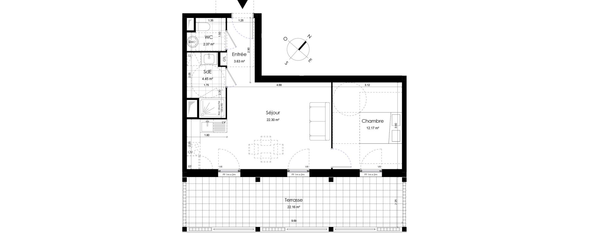 Appartement T2 de 44,92 m2 &agrave; Donville-Les-Bains Centre