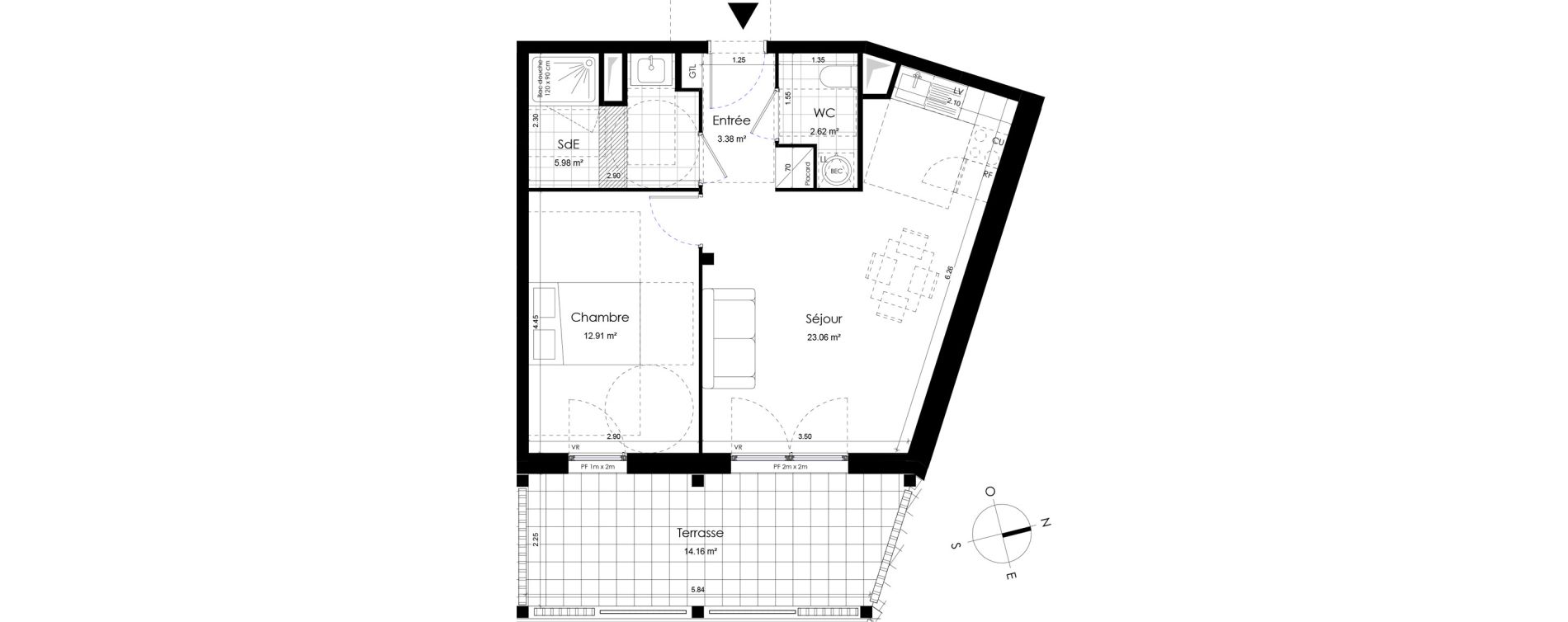 Appartement T2 de 47,95 m2 &agrave; Donville-Les-Bains Centre