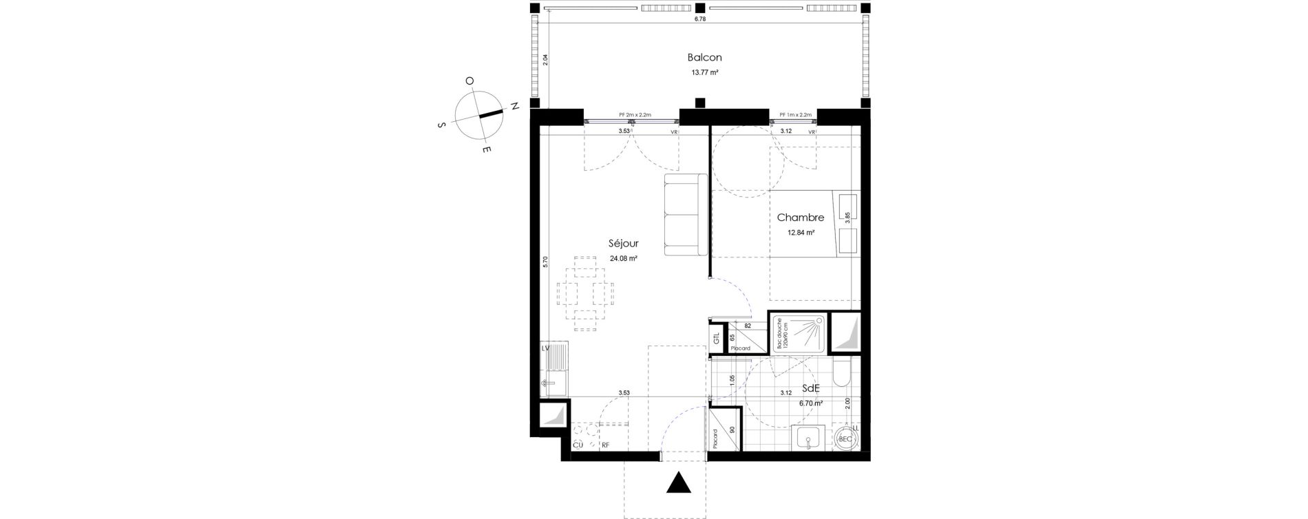 Appartement T2 de 43,62 m2 &agrave; Donville-Les-Bains Centre