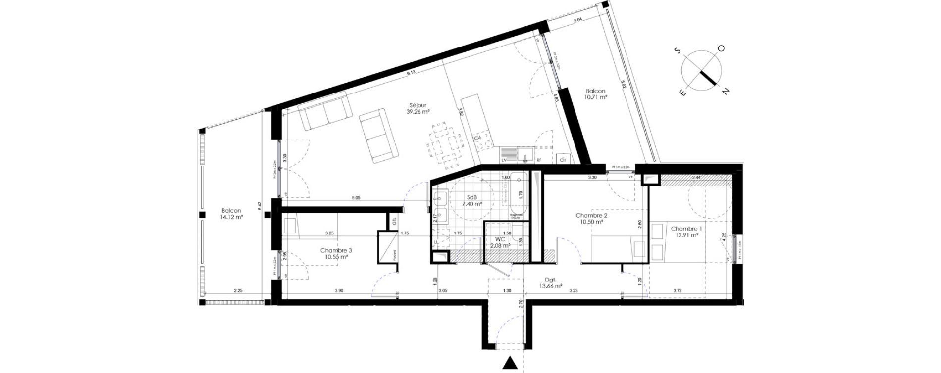 Appartement T4 de 96,36 m2 &agrave; Donville-Les-Bains Centre