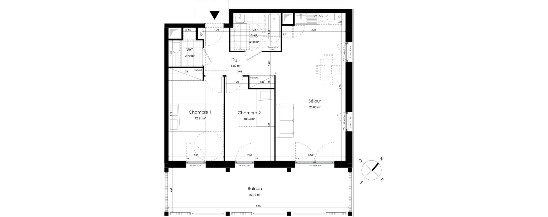 Appartement T3 de 63,31 m2 &agrave; Donville-Les-Bains Centre