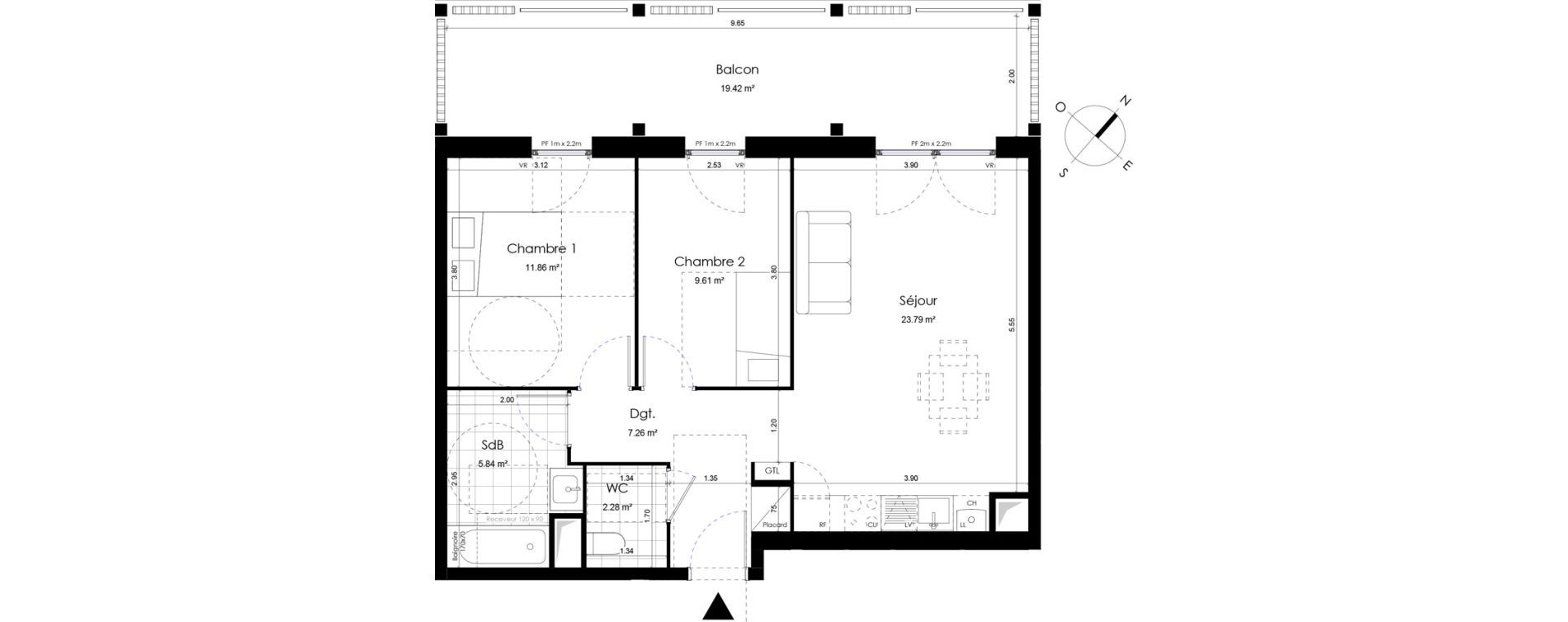 Appartement T3 de 60,64 m2 &agrave; Donville-Les-Bains Centre