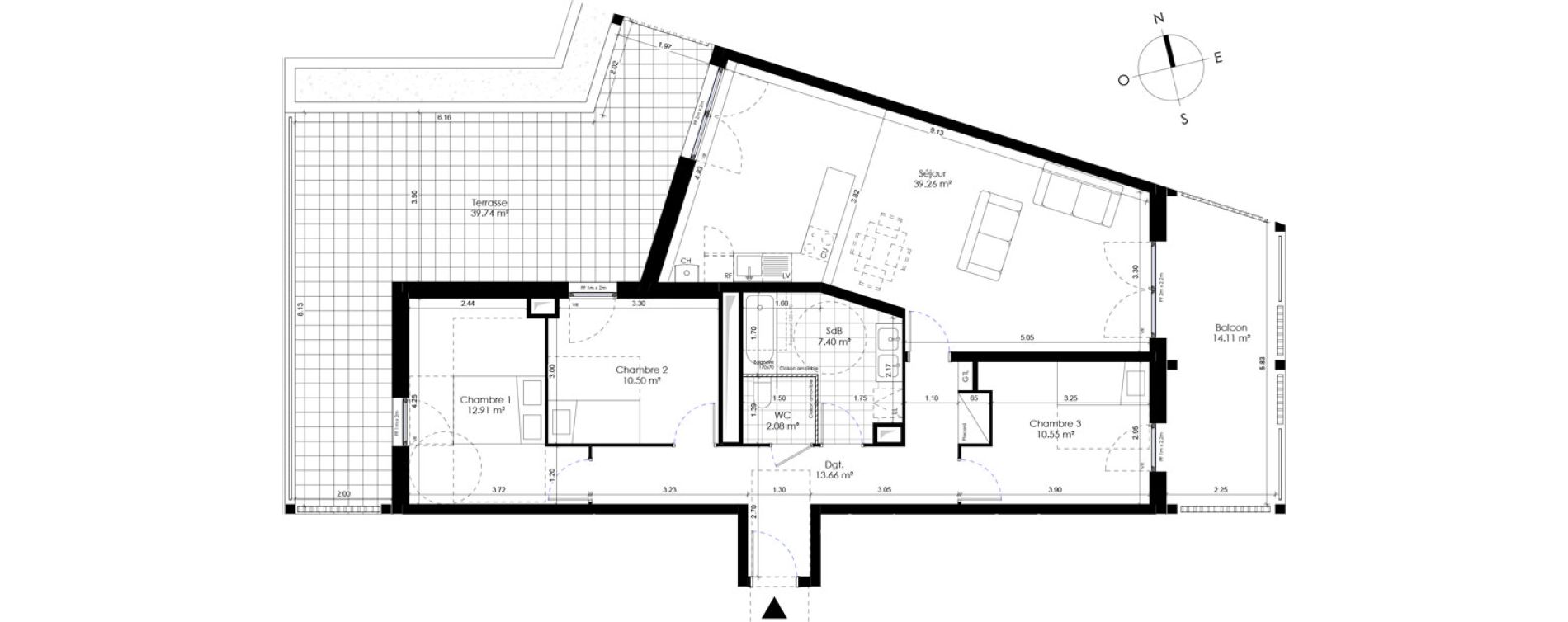 Appartement T4 de 96,36 m2 &agrave; Donville-Les-Bains Centre