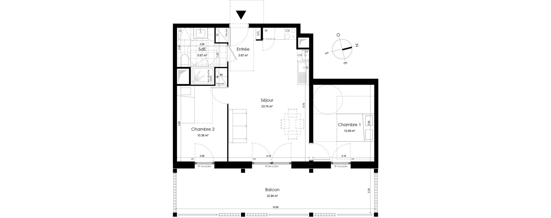 Appartement T3 de 55,55 m2 &agrave; Donville-Les-Bains Centre