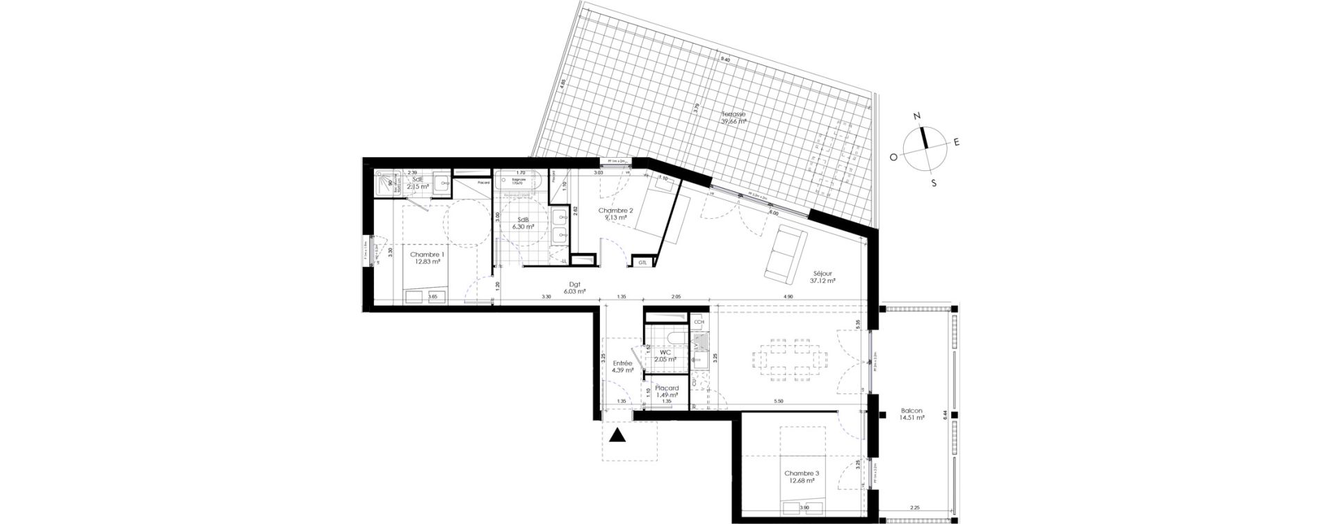 Appartement T4 de 94,17 m2 &agrave; Donville-Les-Bains Centre