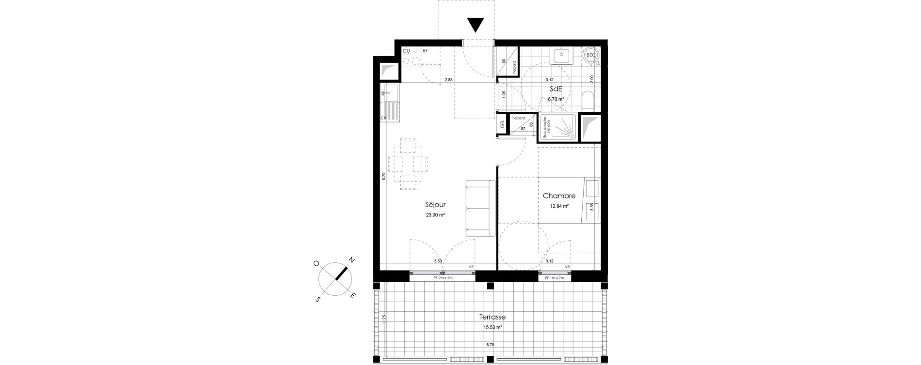 Appartement T2 de 43,44 m2 &agrave; Donville-Les-Bains Centre