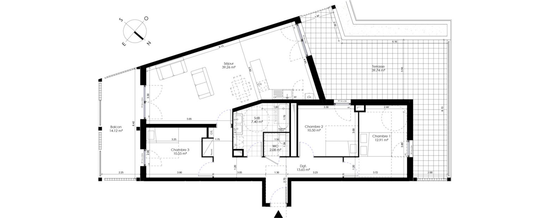 Appartement T4 de 96,35 m2 &agrave; Donville-Les-Bains Centre