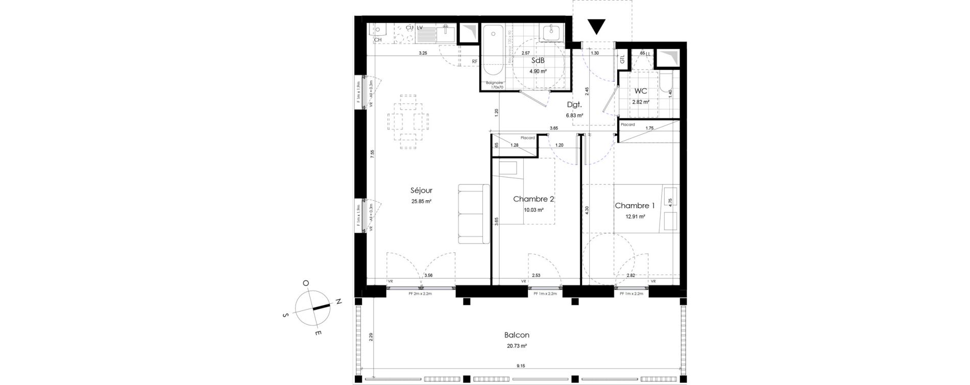 Appartement T3 de 63,34 m2 &agrave; Donville-Les-Bains Centre