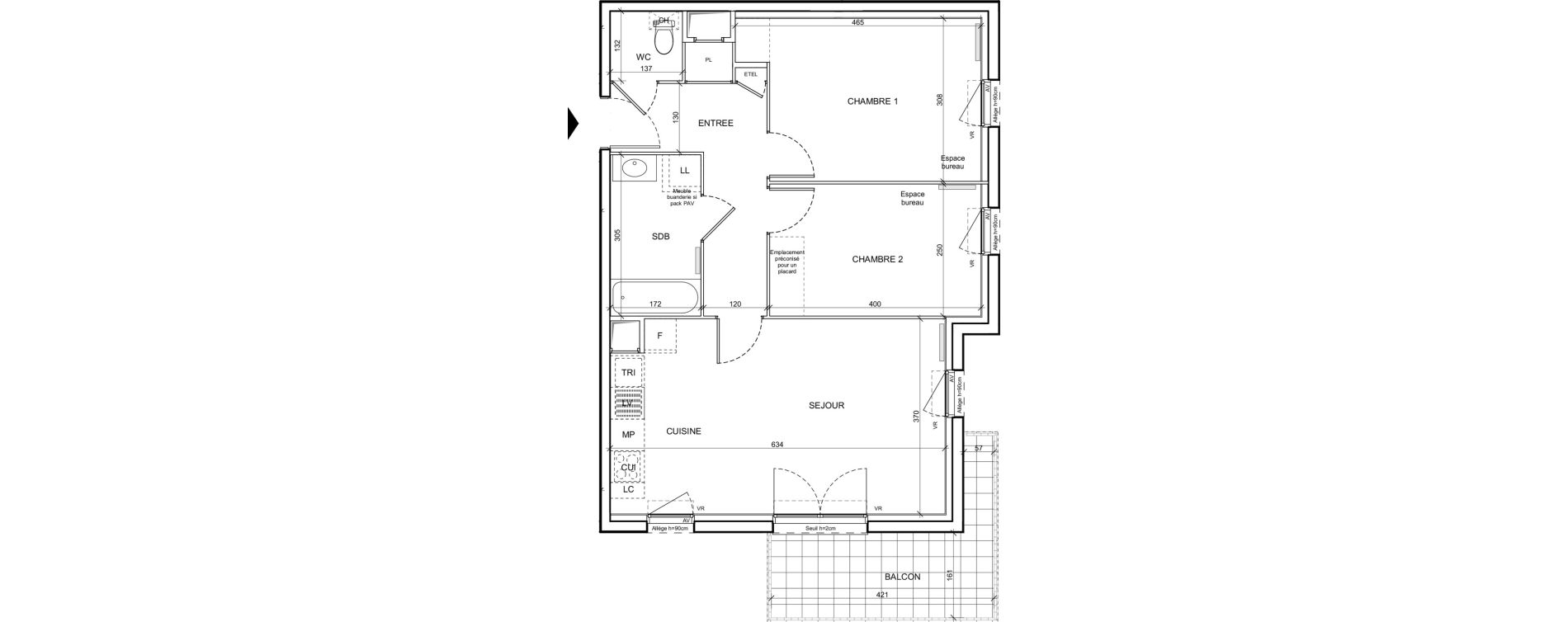 Appartement T3 de 61,30 m2 &agrave; Donville-Les-Bains Centre
