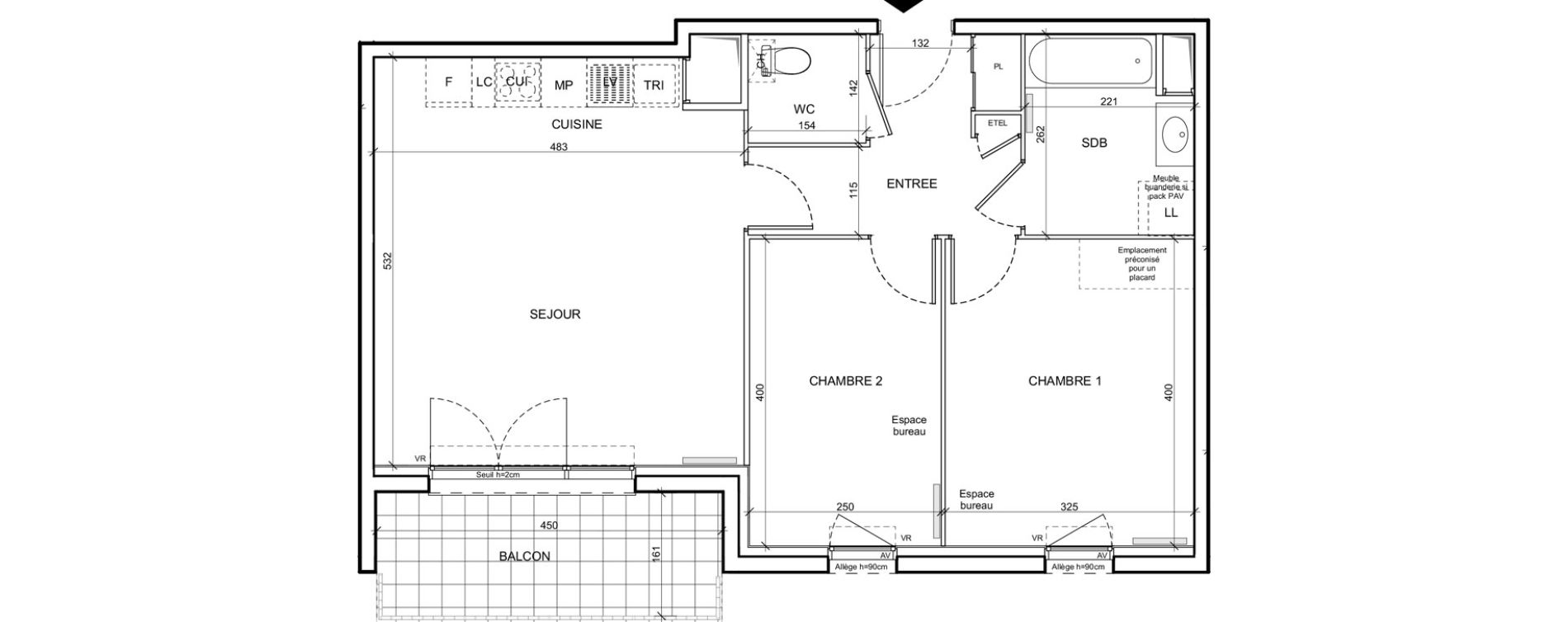 Appartement T3 de 62,50 m2 &agrave; Donville-Les-Bains Centre