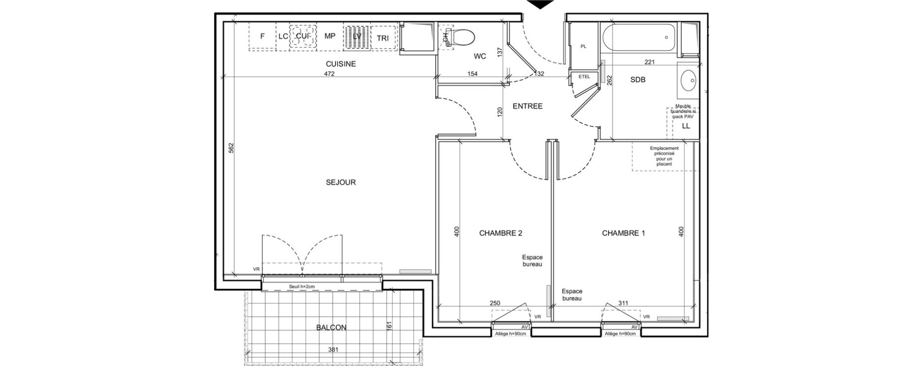 Appartement T3 de 62,60 m2 &agrave; Donville-Les-Bains Centre