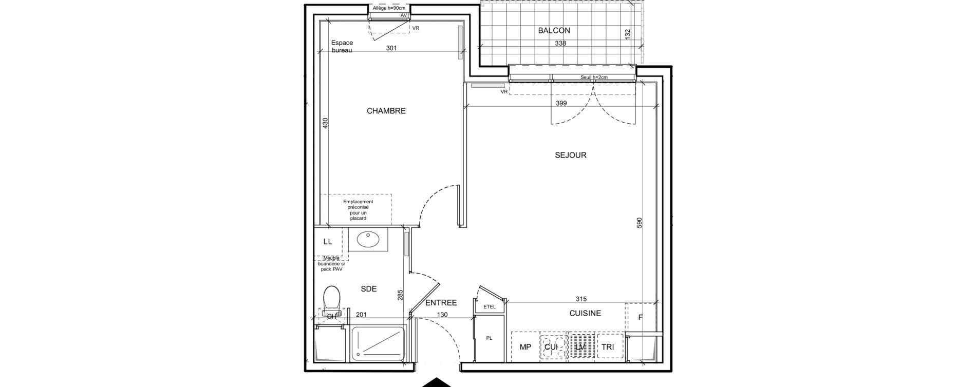 Appartement T2 de 44,20 m2 &agrave; Donville-Les-Bains Centre
